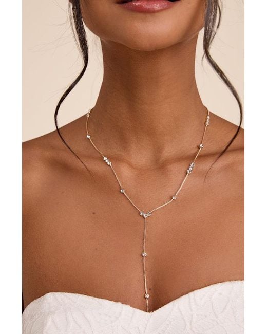 Lulus Brown Troya Rhinestone Lariat Necklace