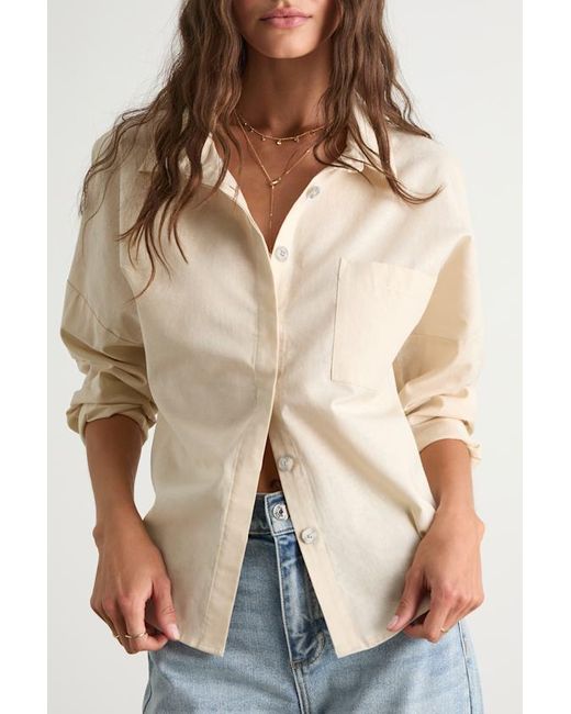 Lulus Natural Amelia Dawn Long Sleeve Button-Up Top