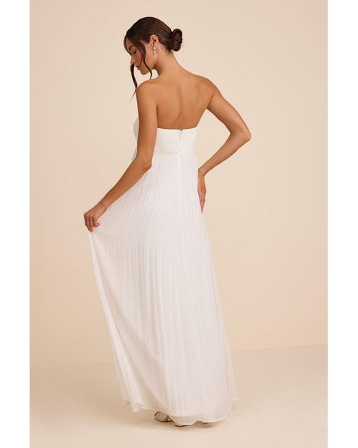 Lulus Natural Remley Pleated Strapless Maxi Dress