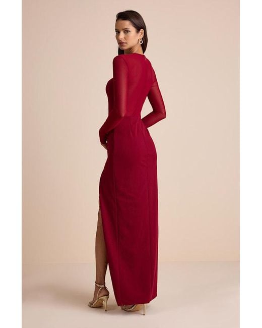Lulus Red Impeccable Mystique Long Sleeve Maxi Dress