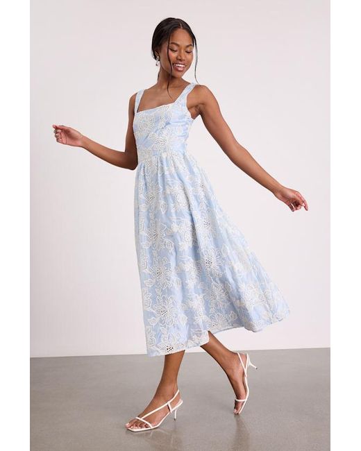 Lulus White Noble Eyelet Embroidered Midi Dress