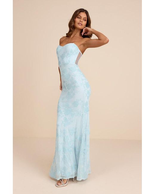 Lulus Blue Mayley Sequin Strapless Maxi Dress