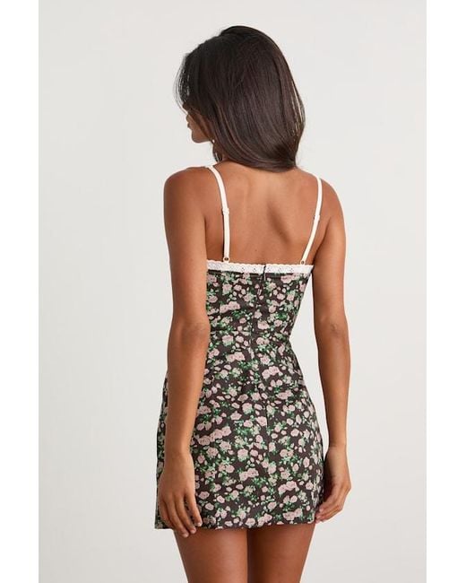 Lulus Natural Viviette Dark Floral Embroidered Mini Dress