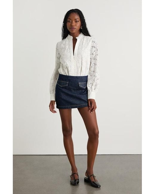 Lulus White Mirabie Lace Button-Front Long Sleeve Bodysuit