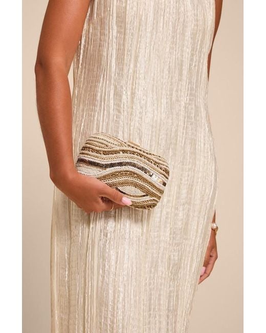 Lulus Natural Daffi And Ivory Beaded Clutch