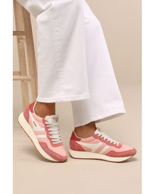 Gola Pink Arizona And Off Suede Lace-Up Sneakers