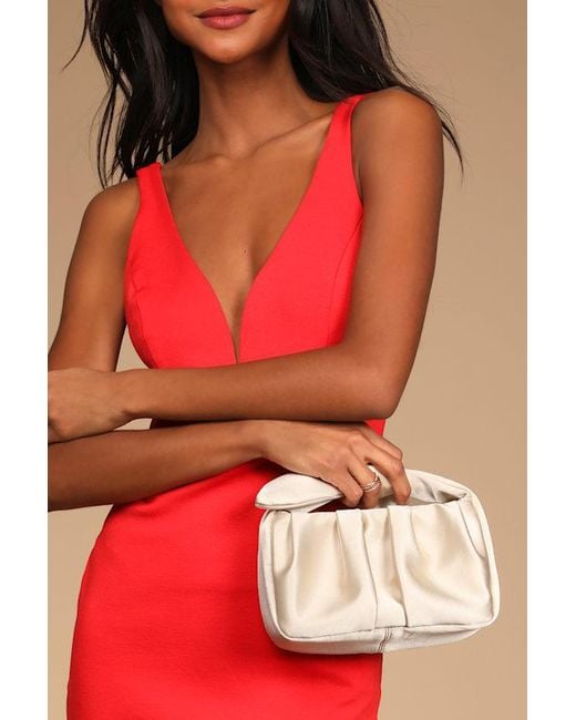 Lulus Brown Essential Style Satin Knot Handle Clutch Bag