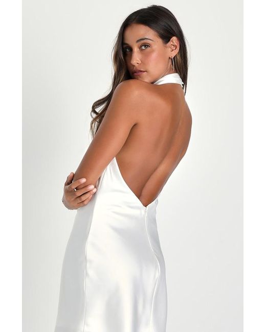 Lulus White Beyond Classy Satin Halter Mini Dress