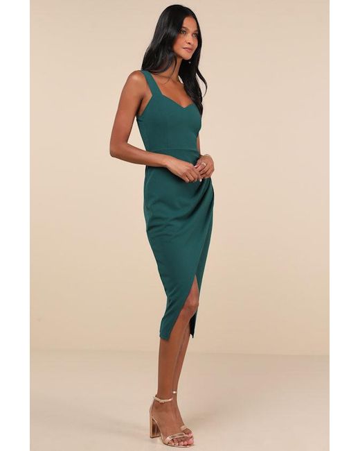 Lulus Blue Always Beautiful Hunter Sleeveless Tulip Midi Dress