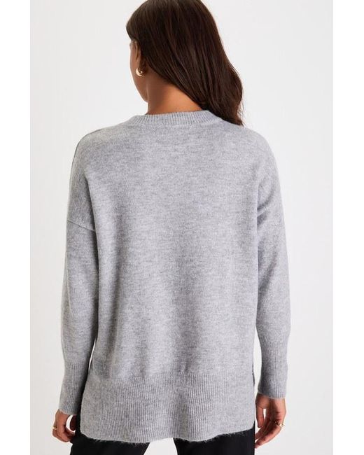 Lulus Gray Autumn Allure Crew Neck Oversized Pullover Sweater