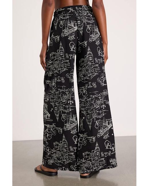 Lulus Black Ravia Print Wide-Leg Pants
