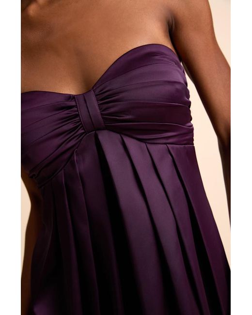 Lulus Blue Memorable Entrance Dark Strapless Satin Maxi Dress