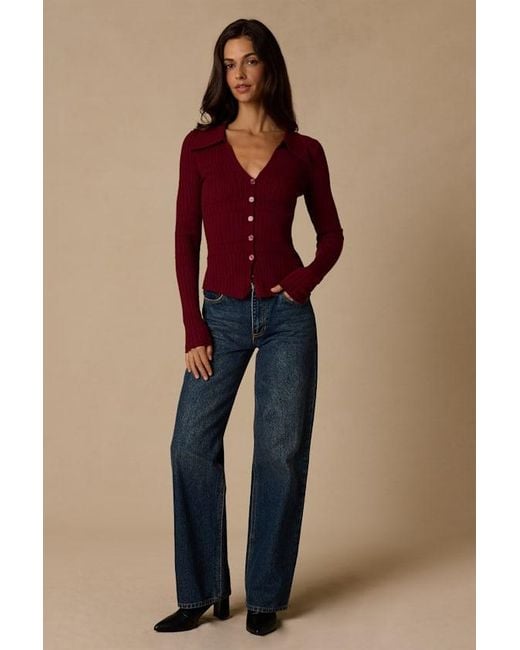 Lulus Ashley Ribbed Collared Sweater Knit Top
