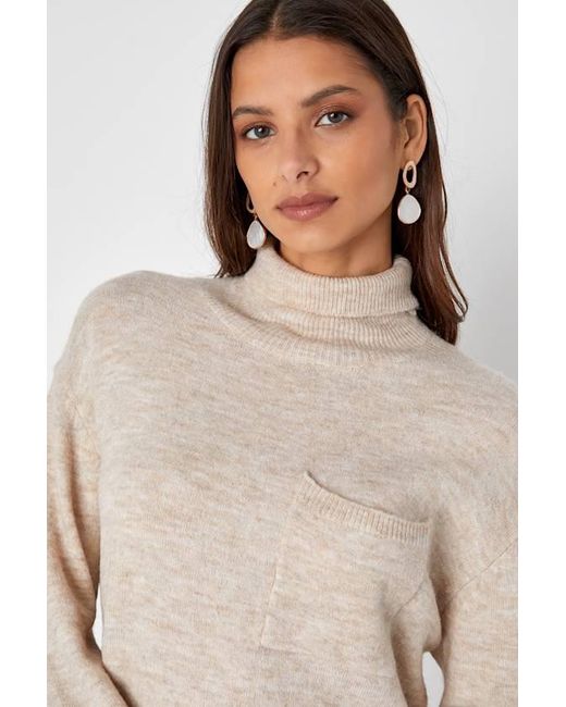 Lulus White Positively Charming Heather Turtleneck Mini Sweater Dress