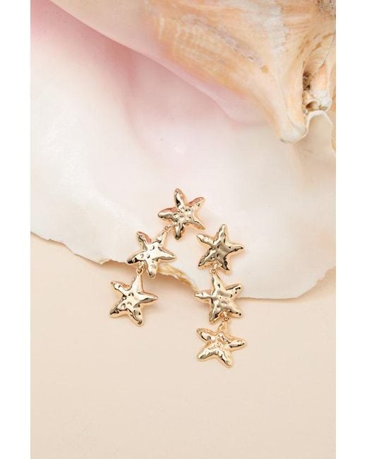 Lulus Blue Damietta Starfish Drop Earrings