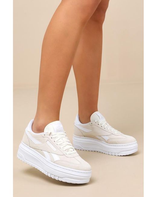 Reebok White Campio Extra Chalk And Suede Leather Sneakers