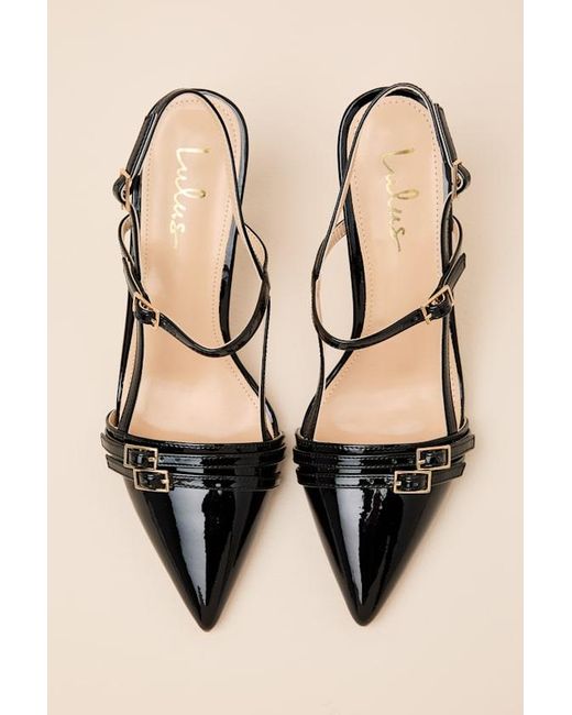 Lulus Natural Pennie Patent Pointed-Toe Slingback Pumps