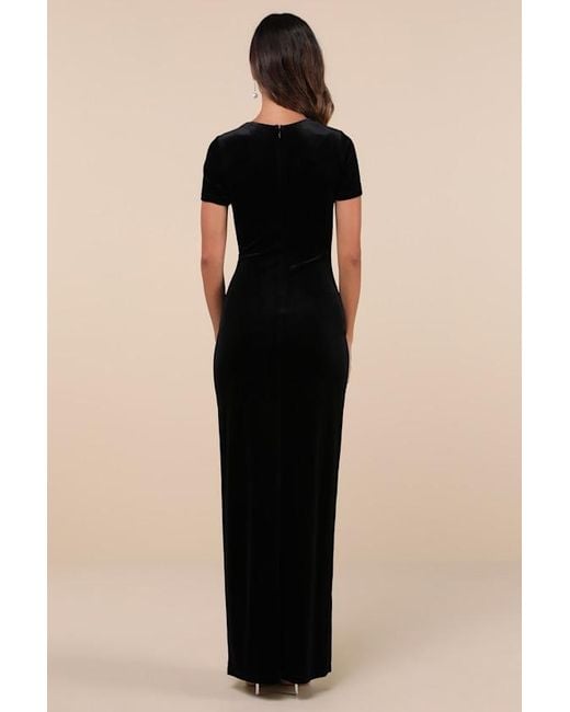 Lulus Black Eternal Elegance Velvet Short Sleeve Maxi Dress