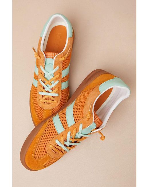 Steve Madden Orange Verdict Multi Suede Leather Lace-Up Sneakers