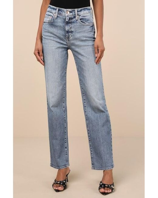 Daze Denim Blue Sundaze Light Wash Denim High-Rise Straight Leg Jeans