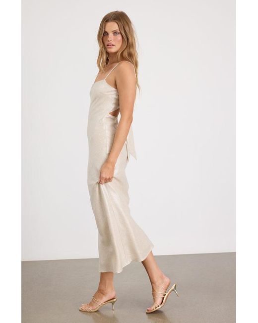 Lulus White Frana Tie-Back Slip Midi Dress