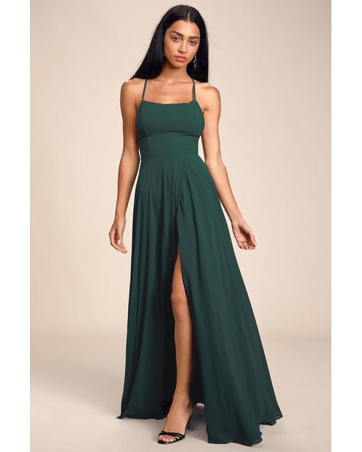 Lulus Green Dreamy Romance Forest Backless Maxi Dress