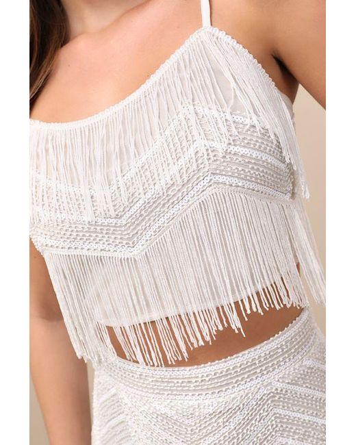 Lulus Natural Soiree Of The Decade Sequin Fringe Two-Piece Mini Dress