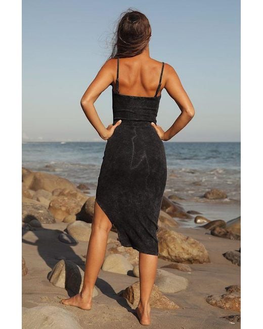 Lulus Gray Basic Bae Washed Ribbed Bodycon Midi Dress