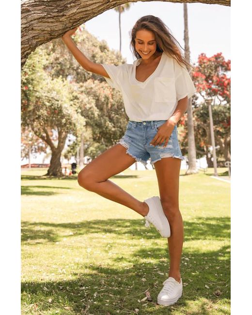 Just Black Blue Kasenya Light Wash Mid-Rise Super Destroyed Shorts