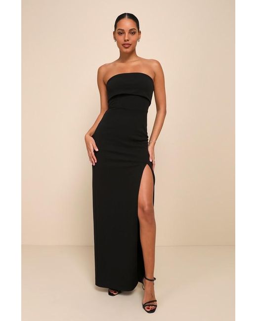 Lulus Black Classy Consideration Strapless Maxi Dress