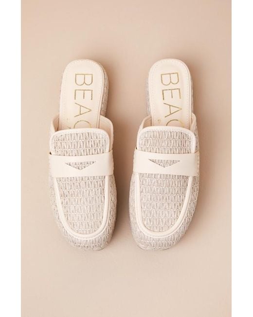 Matisse Wren Natural Raffia Platform Loafer Mules