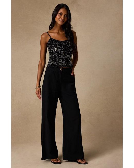 Lulus Black Abara Mesh Beaded Cami Top
