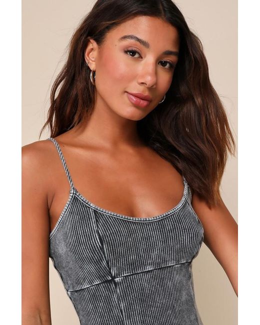 Lulus Blue Simply Pretty Washed Ribbed Pleated Sleeveless Mini Dress