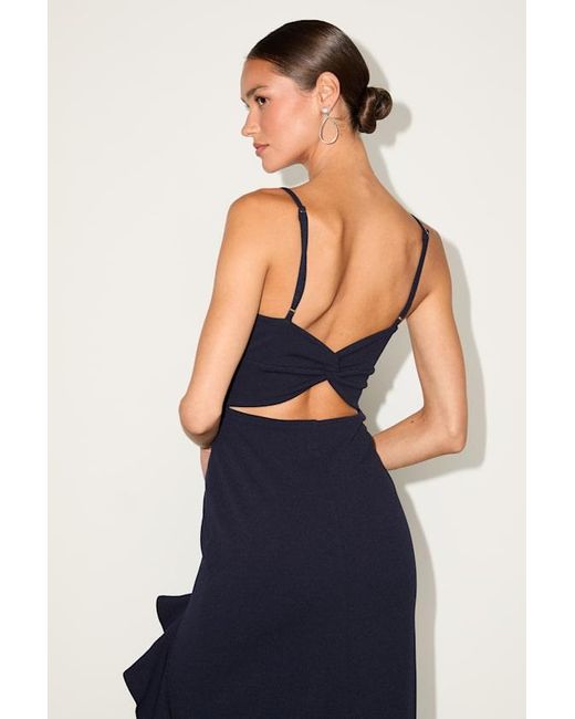 Lulus Blue Iveta Cutout Ruffled Sleeveless Midi Dress