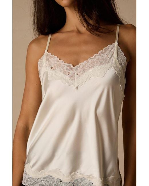 Lulus White Cameron Satin Lace Cami Top