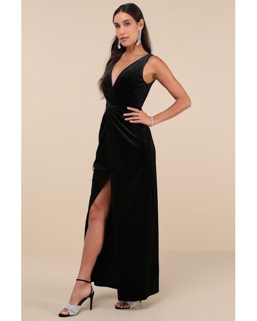 Lulus Natural Beautiful Evenings Velvet Twist-Front Maxi Dress
