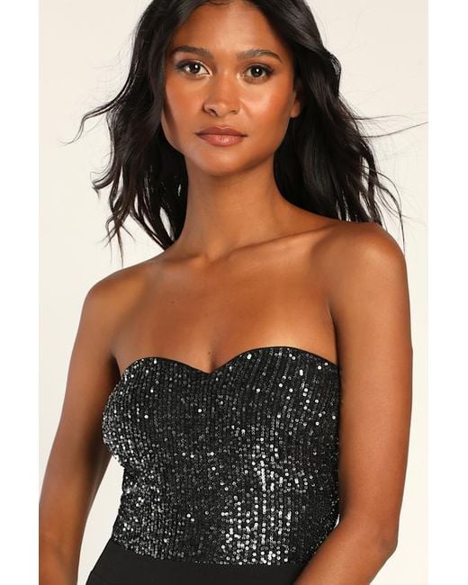 Lulus Blue Total Hottie Sequin Strapless Jumpsuit