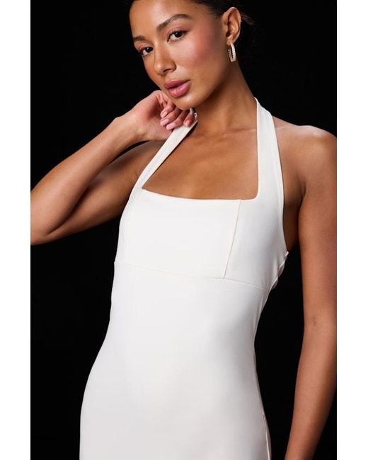 Lulus Black Reyna Ponte Knit Halter Mini Dress