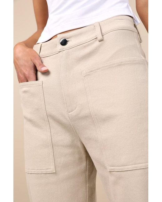 Lulus Natural Filomena Twill Barrel Pants