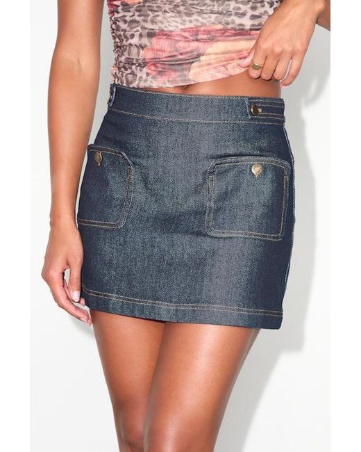 Lulus Blue Katina Dark Wash Denim Mid-Rise Skirt