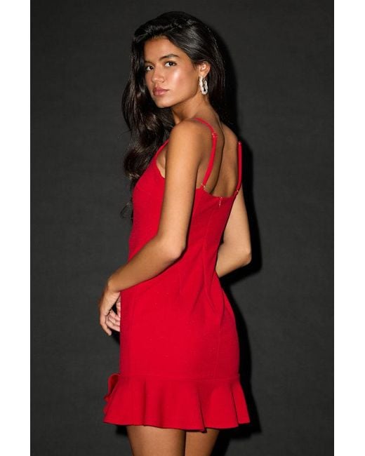 Lulus Red Compelling Composure Sleeveless Ruffled Bodycon Mini Dress