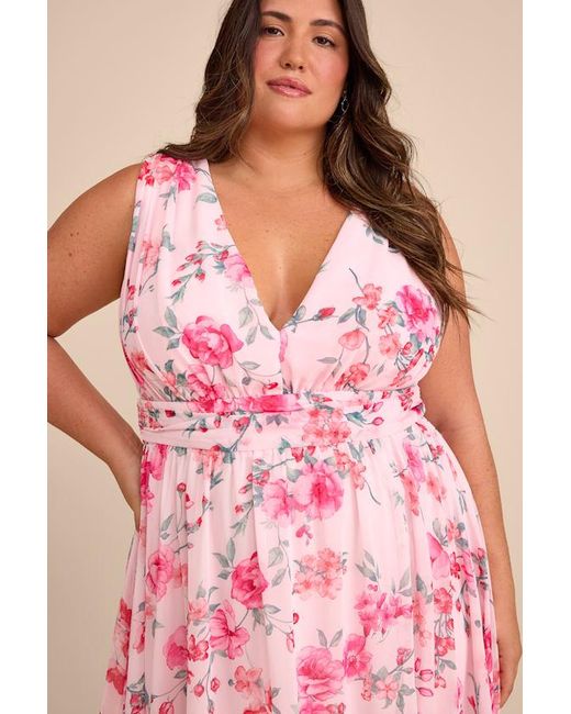 Lulus Pink Heavenly Hues Floral Maxi Dress