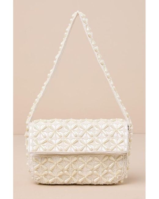 Lulus Natural Luxe Perception Pearl Beaded Mini Shoulder Bag