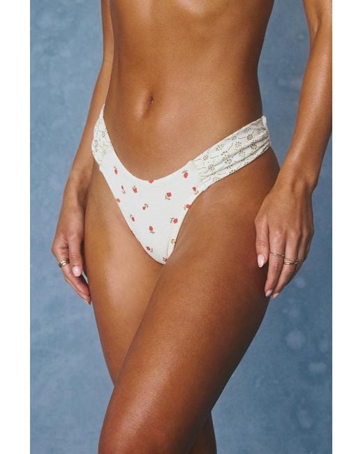 Rhythm Blue Mila Cream Floral Mid-Rise Bikini Bottoms