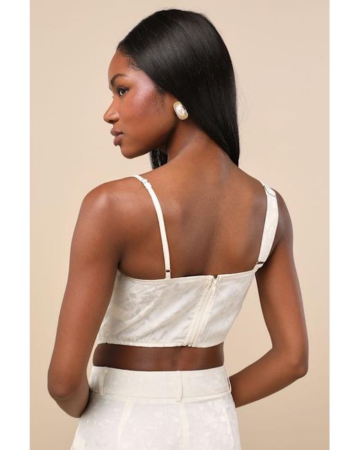 Lulus Natural Karee Satin Asymmetrical Bustier Top