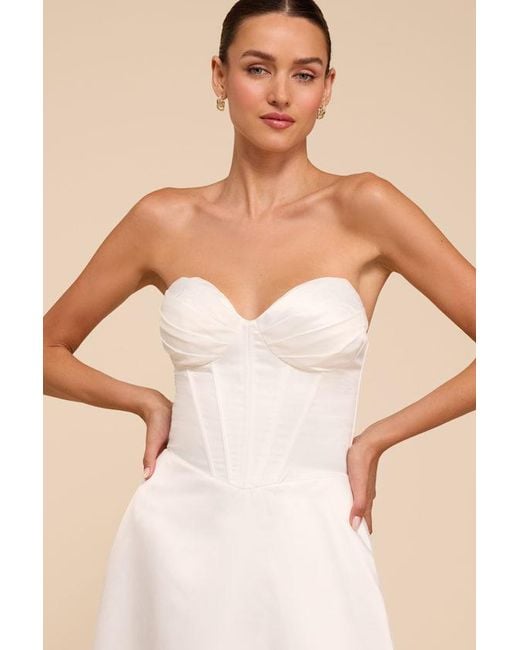 Lulus Natural Gwen Satin Bustier Wedding Dress