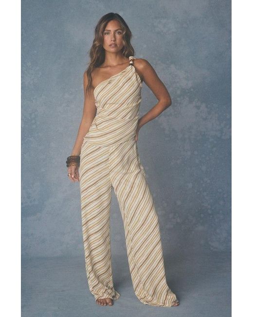 Lulus White Vanna And Striped Tie-Back Top