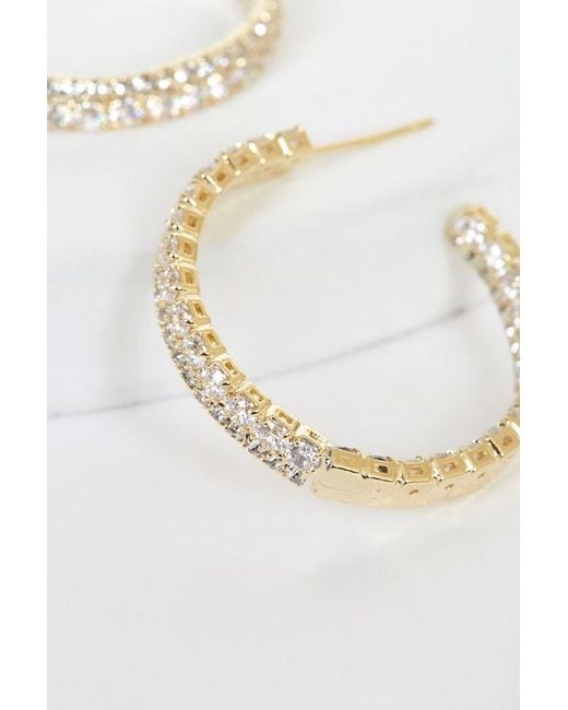 Lulus Brown Oh My Elegance Rhinestone Hoop Earrings