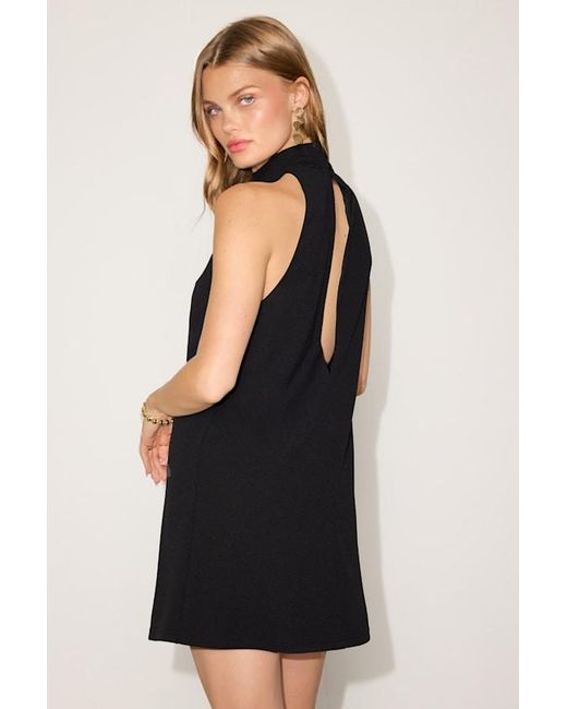 Lulus Black Bex Mock Neck Shift Mini Dress