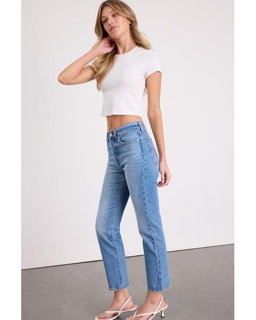 Levi's Blue Wedgie Straight Cropped High-Rise Jeans